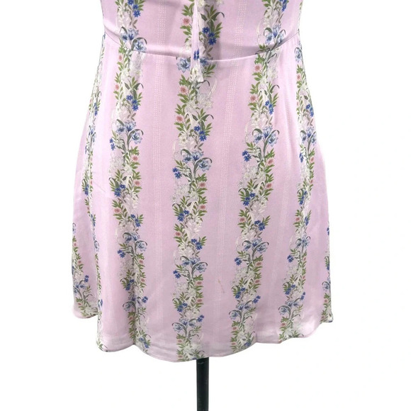 INTERMIX‎ Lily Floral Mini Dress Purple Off the Shoulder Size 2 - Picture 5 of 11